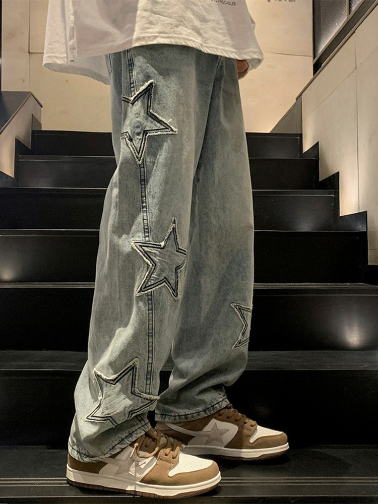 Streetwear Brand Denim - جينز أمريكي فضفاض مستقيم الساق للرجال
